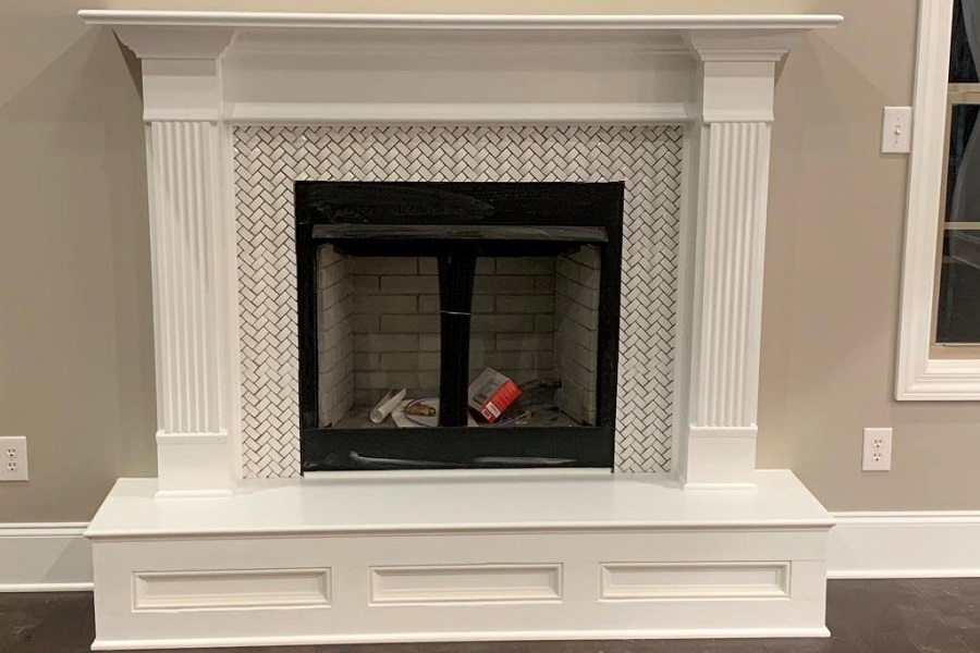 Wood Hearth Decorative Glass Surround